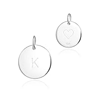 Adabele Authentic Sterling Silver A-Z 26 Small Monogram Alphabet Round Pendant Drop 12mm Hypoallergenic for Earrings Bracelet Necklace Anklet Personalized Jewelry Making Findings