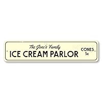 Ice Cream Parlor Sign, Cones 5 Cents Ice Cream Shop Sign, Custom Family Name Sign, Kitchen Aluminum Sign - 3