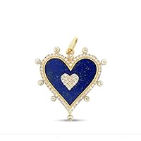 Beautiful Heart Lapis Lazuli Diamond Pearl 925 Sterling Silver Charm Pendant,Heart Silver Diamond Lazuli Charm,Handmade Pendant Jewelry,Gift