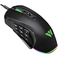 WizarD MMO MK21C2 Wired and Side Interchangeable Multi-functional Gaming Mouse, 3-9 Buttons on the Side, 10000DPI MMO MK21C2