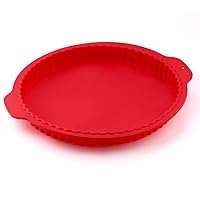 10 inch round nonstick cake mold, silicone pizza toast cookie mold, air fryer silicone - baking pan(red-30.9*25.3*3cm) 2 pieces