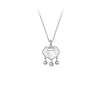 925 Sterling Silver Hetian Jade ruyi Peace Lock Pendant Necklace P13001-Necklaceinwhitegold(allpendantsare925sterlingsilver)