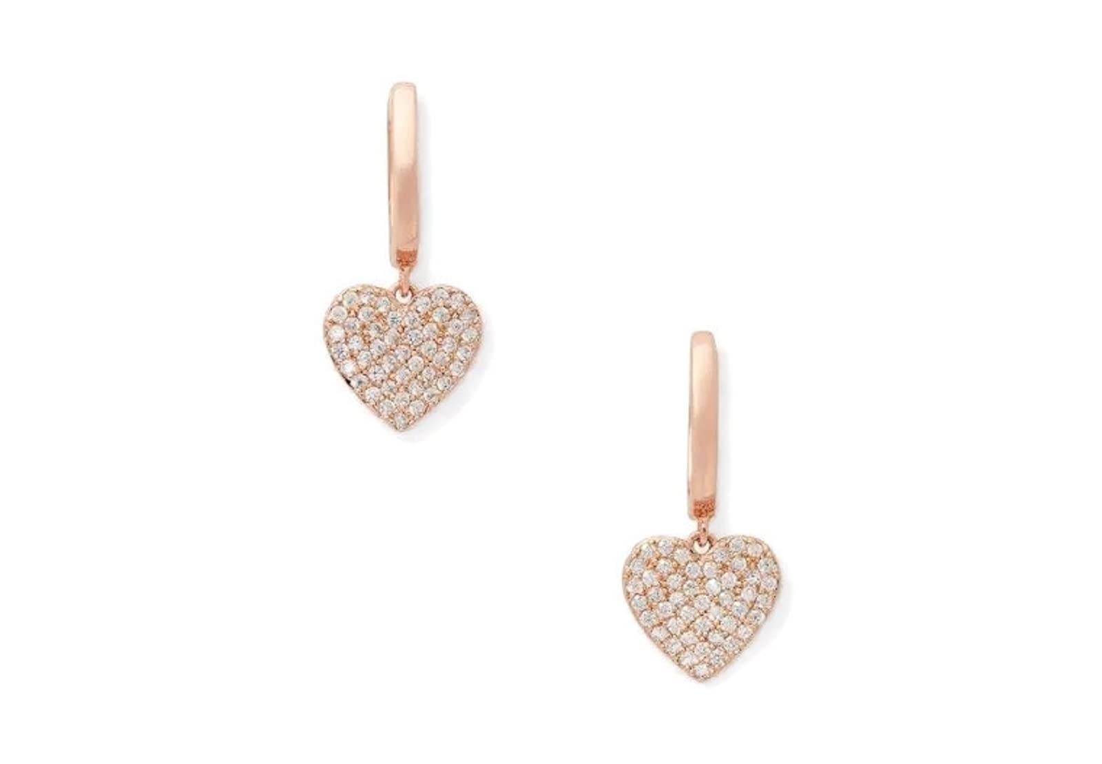 Kate Spade New York Yours Truly Pave Heart Drop Earrings, rose gold, Medium