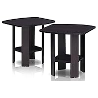 Furinno Simple Design End Table, 2-Pack, Dark Walnut