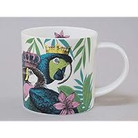Toucan Bone China Mug White Découpage Style - Made in Stoke on Trent, England