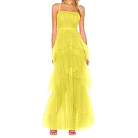 Women's Tulle Bridesmaid Dress Spaghetti Strap Prom Dress A Line Formal Evening Gown UU72