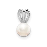 925 Sterling Silver Polished back Freshwater Cultured Pearl Pendant Necklace Measures 10x6mm Wide Jewelry for Women