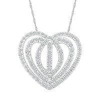 1 CT Created Round Diamond Puffed Heart Pendant Necklace 14k White Gold Over