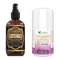 VoilaVe Pure Organic Moroccan Argan Oil for Skin, Nails & Hair Growth & Face Moisturizer - Vitamin E Enrich - Face & Neck Lotion For Women