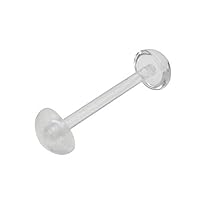 Transparent Tongue Ring Retainer Barbell, No Ceum-Half Ball, 14g, Surgical Steel, Comfortable, Durable, 0.59 Inches (5/8
