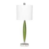 Contemporary Stylus Table Lamp with White Fabric Shade - Green