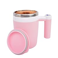 Self Stirring Coffee Mug,Rechargeable Automatic Magnetic Mixing Stainless Steel Cup with Lid for Coffee Tea Hot Chocolate Milk Cocoa,XHJBaby3 80ml/13oz Pink Electric Mixer Mug Best Gift