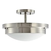 Design House 588475 Harris Traditional 2 Indoor Dimmable Dual Mount Ceiling Light with Frosted Glass Shade for Bedroom Dining Room Kitchen, Satin Nickel