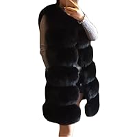 Lisa Colly Women's Faux Fox Fur Coat Jacket Winter Thick Warm Faux Fur Vest Outwear