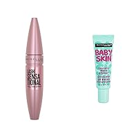 Maybelline Mascara & Primer Bundle - Lash Sensational Lengthening & Volumizing Mascara (1 Count) + Baby Skin Instant Pore Eraser Primer (1 Count)