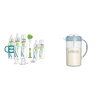 Dr. Brown's Natural Flow® Anti-Colic Options+™ Narrow Bottle to Sippy Gift Set & Baby Formula Mixing Pitcher with Adjustable Stopper, Locking Lid, & No Drip Spout, 32oz, BPA Free, Blue