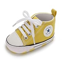 Baby Girls Boys Shoes Soft Anti-Slip Sole Newborn First Walkers Star Sneakers (Yellow, us_Footwear_Size_System, Infant, Age_Range, Wide, 0_Months, 6_Months)