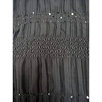 Polyester Ruched Chiffon with Chevron Pattern & Sequins Fabric by The Yard (Black)