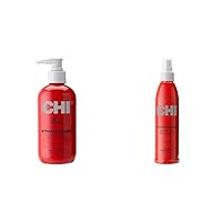 CHI Straight Guard Smoothing Styling Cream, 8.5 FL Oz & 44 Iron Guard Thermal Protection Spray, Clear, 8 Fl Oz