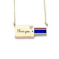 The Gambia National Flag Africa Country Letter Envelope Necklace Pendant Jewelry