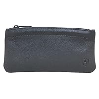 Mitchell Thomas Black Leather Pipe Tobacco Day Pouch with Zipper - 9314