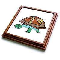 3dRose Cool Cute Funny Colorful Funky Box Turtle Cubism Style Art - Trivets (trv-385132-1)