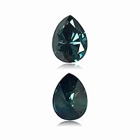 0.92 Cts of 5.2x7x4.1 mm SI2 Pear Cut Teal Blue Diamond (1 pc) Loose Color Diamond