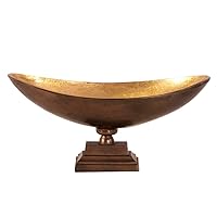 Howard Elliott 35017 Oblong Bronze Footed Bowl with Gold Luster Inside, Large