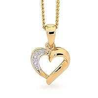 0.02 CT Round Cut Created Diamond Heart with Love Pendant Necklace 14k Yellow Gold Over