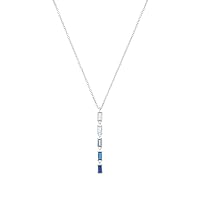 Y-Necklace 925 Sterling Silver Women's Necklace with Synthetic Zirconia 42 + 3 cm Blue Comes in Jewellery Gift Box 2031402, Sterling Silver, Cubic Zirconia