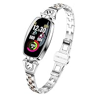 New Women Calories Fitness Tracker Heart Rate Monitor Smart Watch Bracelet for iPhone Android (Silver)
