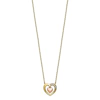 10.87mm 14ct Two tone Gold Love Hearts CZ Cubic Zirconia Simulated Diamond With 2inch Ext Necklace Jewelry for Women - 46 Centimeters