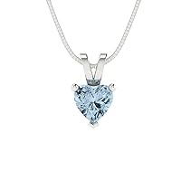 Clara Pucci 0.5 ct Heart Cut unique Fine jewelry Natural Sky blue Topaz Solitaire Pendant Necklace With 18