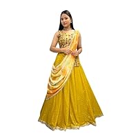 Ready TO Wear Yellow Lehenga In Embroidery Sequence Work