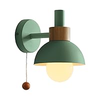Modern Wall Lamp Sconce with Pull Cord Switch, Indoor Bedside Wall Light E27 Base Industrial Bedroom Living Room Metal Lighting Fixture, 110-220V(Hardwired
