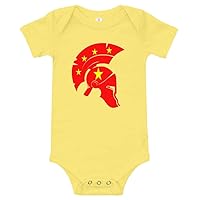 Chinese Flag with Stars on a red This We'll Defend Epic Solider Strength Warrior Baby Short Sleeve one Piece