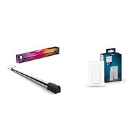 Philips Hue Compact Smart Light Tube, Black - White and Color Ambiance LED Color-Changing Light & Smart Dimmer Switch with Remote, White - 1 Pack - Turns Hue Lights On, Off
