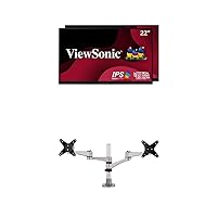 ViewSonic VA2256-MHD_H2 Frameless Dual Pack Head-Only 1080p IPS Monitors LCD-DMA-001 Dual Monitor Mounting Arm