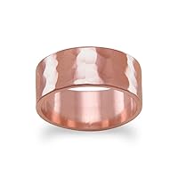 8mm Solid Copper Hammered Ring Jewelry Gifts for Women - Ring Size Options: 10 11 12 6 7 8 9