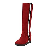 Suede Side Zipper Platform Round Toe Women Knee High Boots Comfortable Cute Fashion Booties