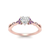 Choose Your Gemstone Celtic Knot Split Diamond CZ Ring rose gold plated Heart Shape Petite Engagement Rings Everyday Jewelry Wedding Jewelry Handmade Gifts for Wife US Size 4 to 12