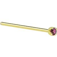 Body Candy Solid 18k Yellow Gold 1.5mm (0.015 cttw) Genuine Purple Diamond Straight Fishtail Nose Stud Ring 20 Gauge 17mm