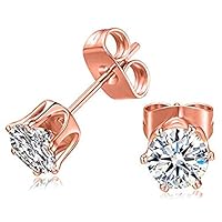 Fancy Daily Wear Round Cut D/VVS1 Diamond Engagement 6-Prong Wedding Anniversary Stud Earring For Women's & Girls .925 Sterling Sliver