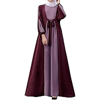 IBAKOM Abaya for Women Muslim Dress Plus Size Dubai Attire Arab Eid Ramadan Prayer Clothes Islamic Turkish Modest Jalabiya