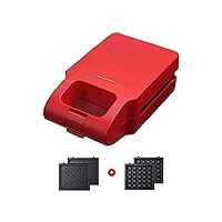 2-in-1 Digital Grill, Waffle Maker, Press, Griddle, with Deluxe Accessory Kit (Color : Red)