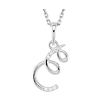 925 Sterling Silver Letter Name Personalized Monogram Initial E Natural Diamond Round 1mm I2 G h 0.025 Weight Carat Polished .025 Initia Jewelry for Women - 46 Centimeters