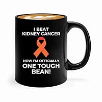 Kidney Cancer Survivor Coffee Mug 11oz Black -One Tough Bean - Orange Ribbon Kidney Disease Awareness Kidney Transplant Gifts Kidney Cancer Ribbon Kidney Cancer Awareness Cup