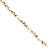 14k Gold Diamond and Oval Opal Bracelet Measures 4mm Wide Jewelry for Women