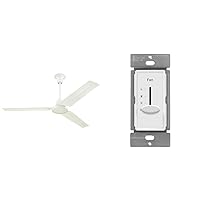 Westinghouse Lighting 7840900 Industrial 56-Inch Three-Blade Ceiling Fan with J-Hook Installation System & ENERLITES 3 Speed In Wall Ceiling Fan Control