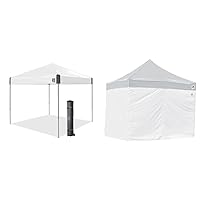 Ambassador (10' x 10') Instant Canopy Tent Bundle with Sidewalls and Spike Set, White Slate